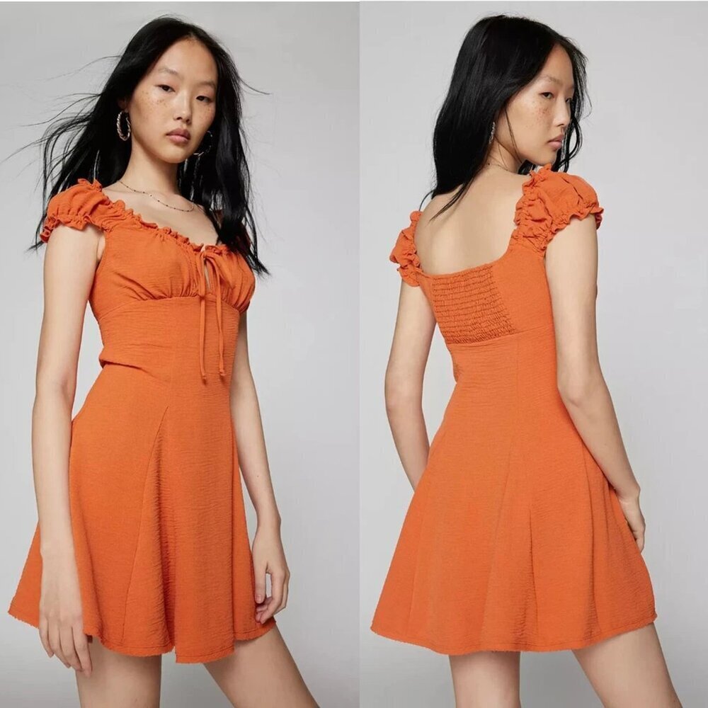 New Kimchi Blue Blair Orange Mini Dress Size M